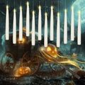 12 Pcs Floating Candles with Wand, LED Flickering Warm Light Magic Deco Candle, Flameless Taper Candles Battery Operated for Halloween Party Decor with Wand Remote Candle Wand Remote