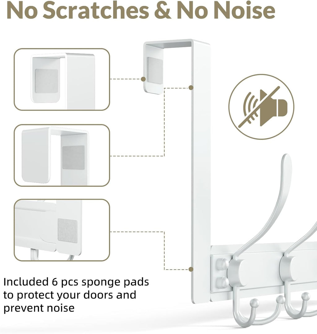 Heavy Duty Over The Door Towel Rack for Bathroom, White Door Towel Hanger