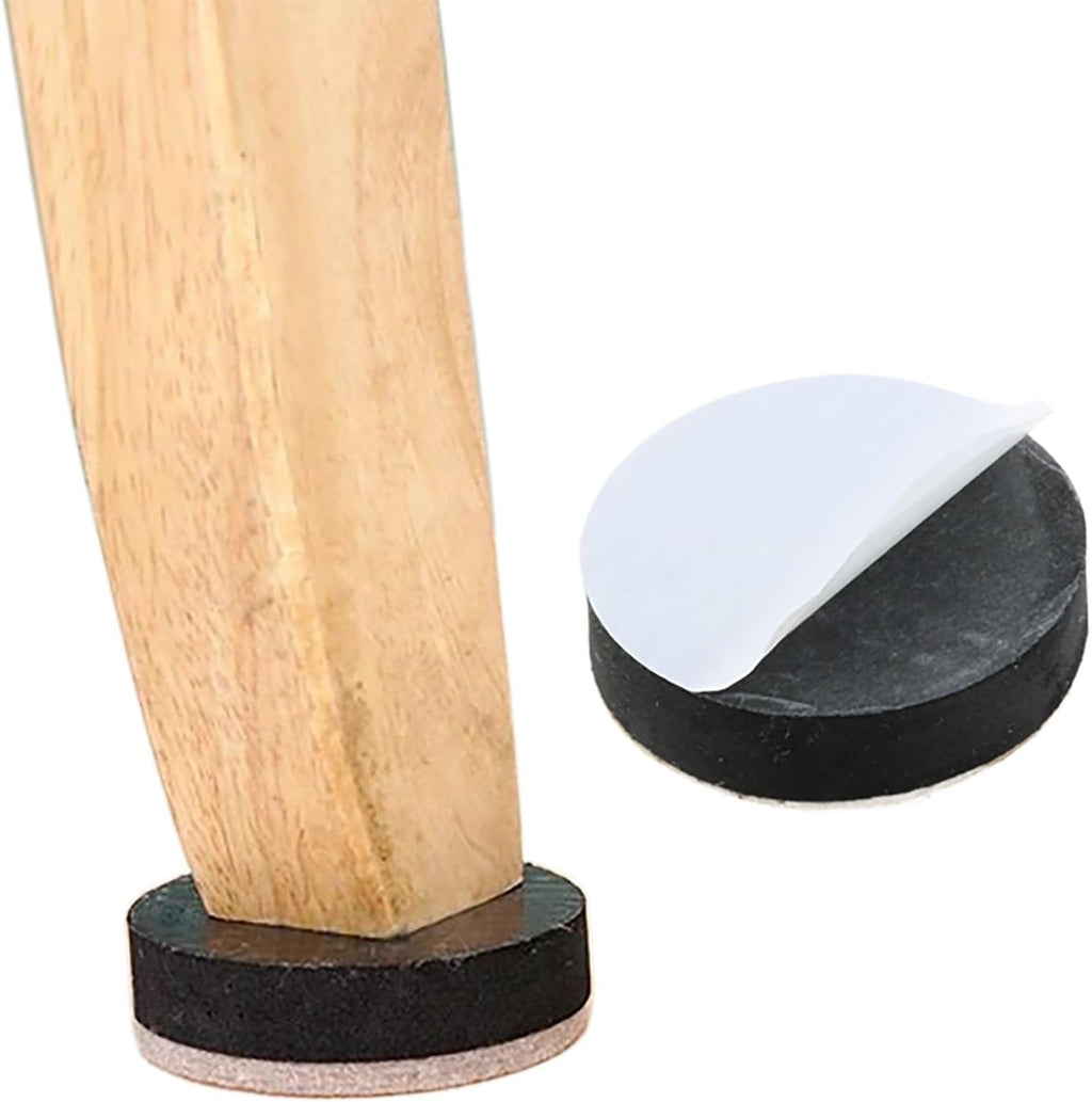 MEETOOT 8-Pack Self-Adhesive Furniture Bed Leg Risers, Round Table Foot Pads Raise 1/2 Inch Height with Felt Pads, Black