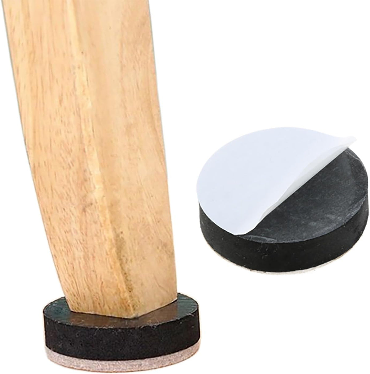 MEETOOT 8-Pack Self-Adhesive Furniture Bed Leg Risers, Round Table Foot Pads Raise 1/2 Inch Height with Felt Pads, Black