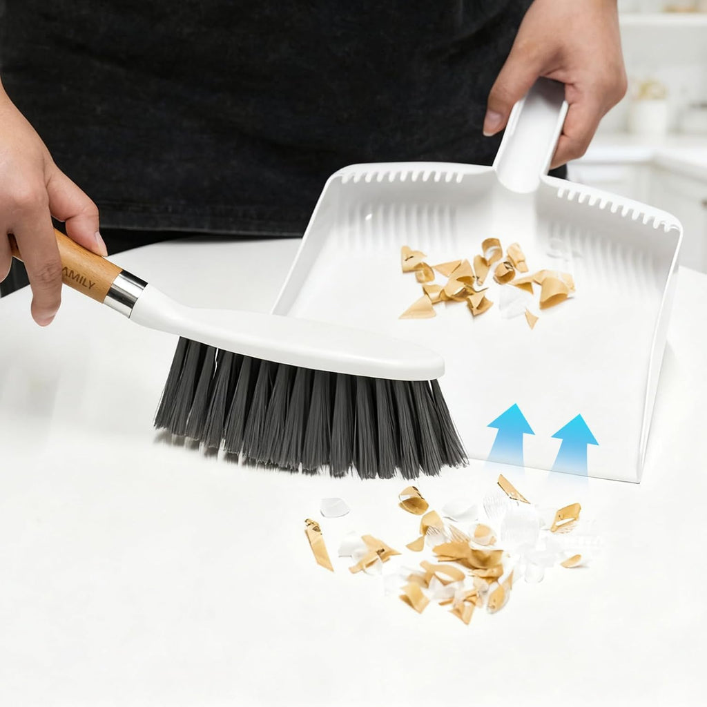Small Broom and Dustpan Set, Multipurpose Dustpan and Brush Set
