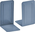 Acrimet Bookends for Shelves, Non-Skid Book Holder, Heavy Duty Book Stopper, Steel Metal Book Ends Storage for Home, Library, 6 7/8" H x 4" W x 4 1/2" D (Blue) (1 Pair / 2 Pieces)
