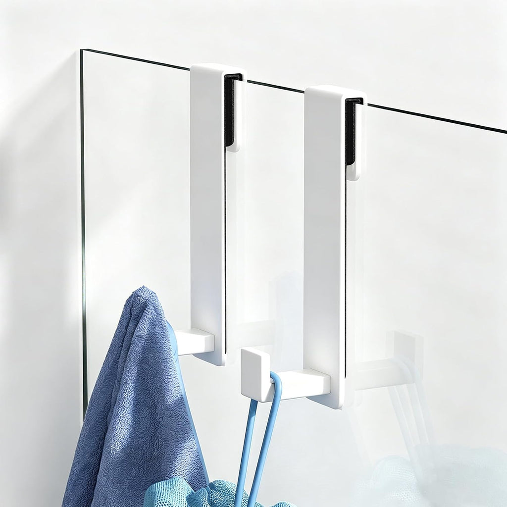 PMMASTO 7.5 Inch Hooks for 3/8 Inch Glass, White- L Shape