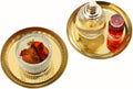Freelove Small Round Tray 2 Pack, 4 inch, Soap Dispenser Dish Candlestick Jewelry Organizer for Preppy Room Decor Coffee Table Desk Vanity Countertop Bathroom Organization Accessories, Mirror Gold