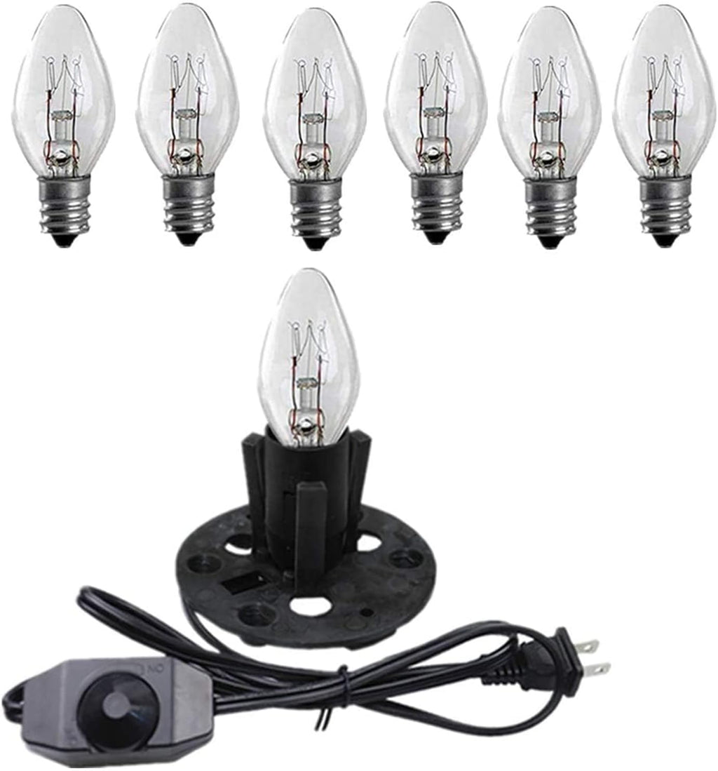 Himalayan Salt Lamp Cord, with Dimmer Switch ,Christmas Bulb,Salt Lamp Cord with Dimmer Control and Base Assembly,5 Feet ,E12 Base for Himalayan Salt Lampsand with six Free 15W Bulbs for Salt Lamp (1)
