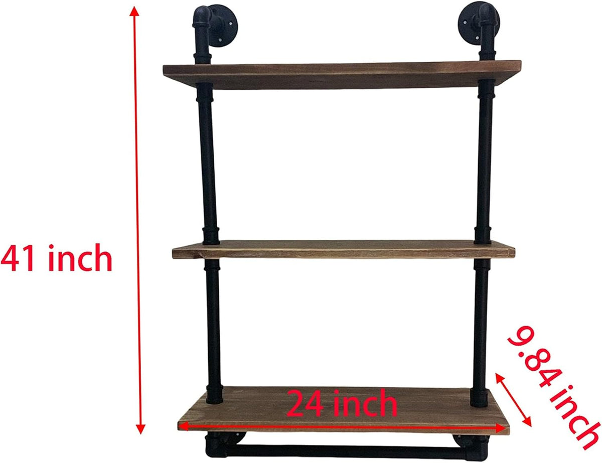 ROGMARS Industrial Pipe Shelving Bathroom Shelves with Towel bar