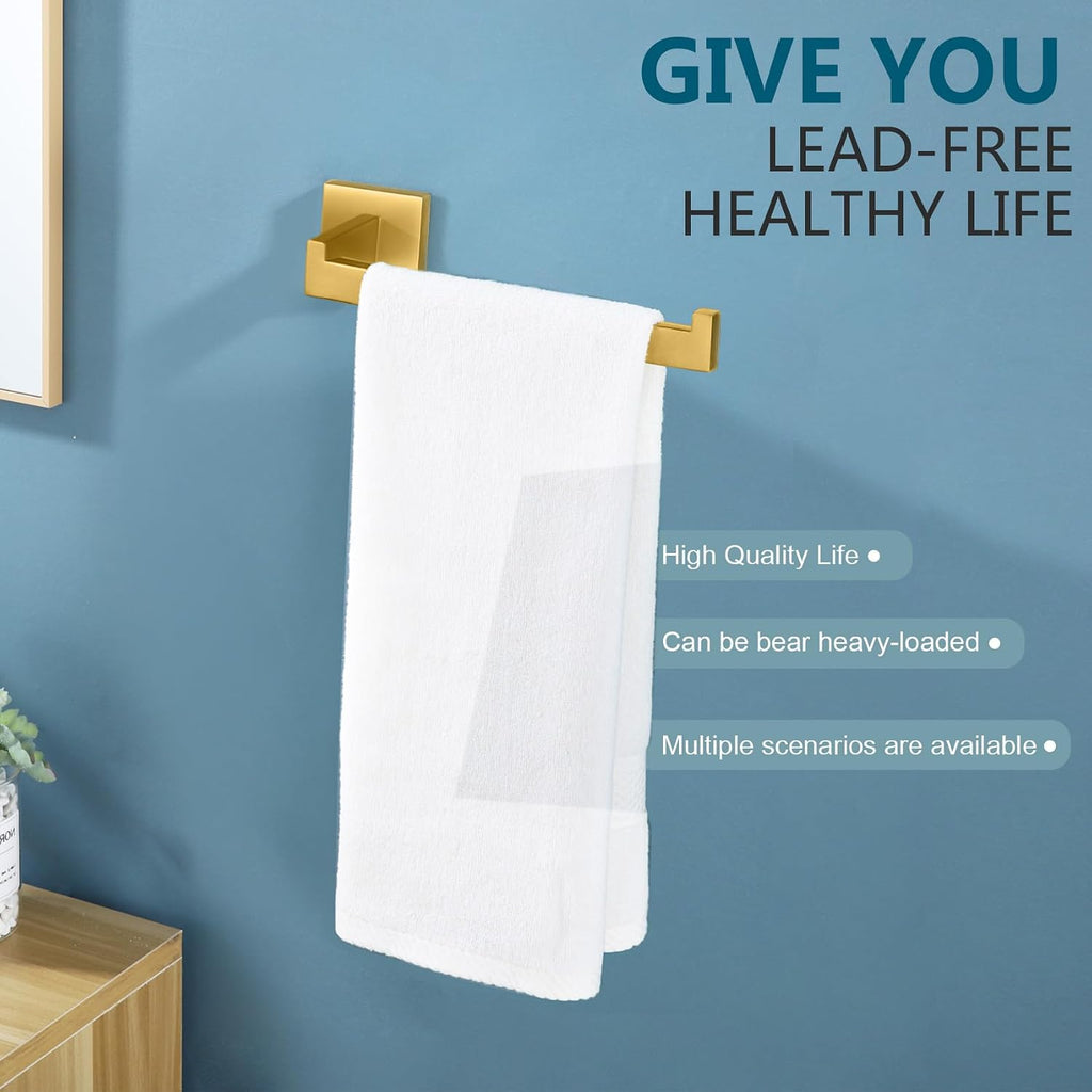 KOKOSIRI Towel Bar Gold Hand Towel Holder for Bathroom Kitchen Hardware Stainless Steel Wall Mounted, Brushed Gold, B3003BG