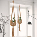2-Pack Macrame Plant Hangers, Jute Hanging Planters for Indoor Plants for up to 8 Inch Pot Hanging Baskets Boho Plant Holder Basket for Outdoor Home, Handwoven, 35 Inchs