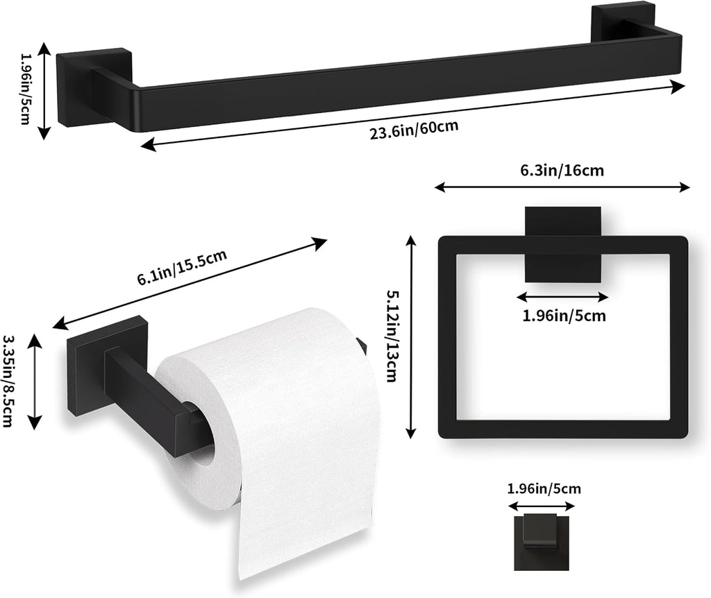 15-Pieces Matte Black Bathroom Accessories Set
