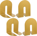 Set of 4 Golden Iron Book Ends for Heavy Books, Decorative Metal Bookends for Office Desk & Home Library, Elegant Book Holders for Shelves, Textbooks, Albums, Magazines (5.1x4.7x6.7 Inches)