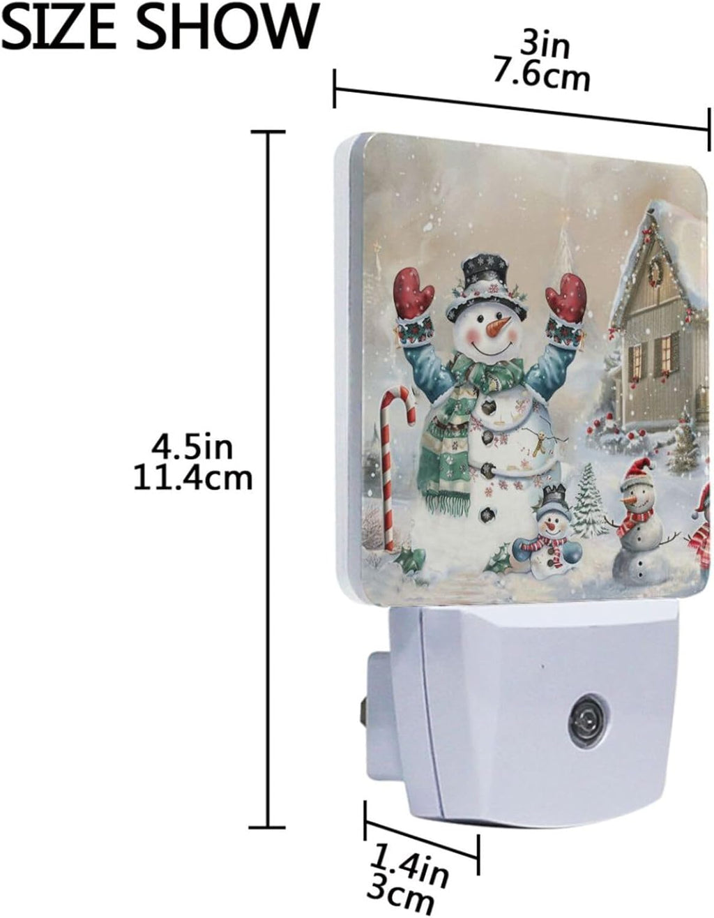 Vdsrup Winter Snowman Night Light Set of 2 Snowflake Plug-in LED Nightlights Auto Dusk-to-Dawn Sensor Lamp for Adults in Bedroom Bathroom Kitchen Hallway Stairs