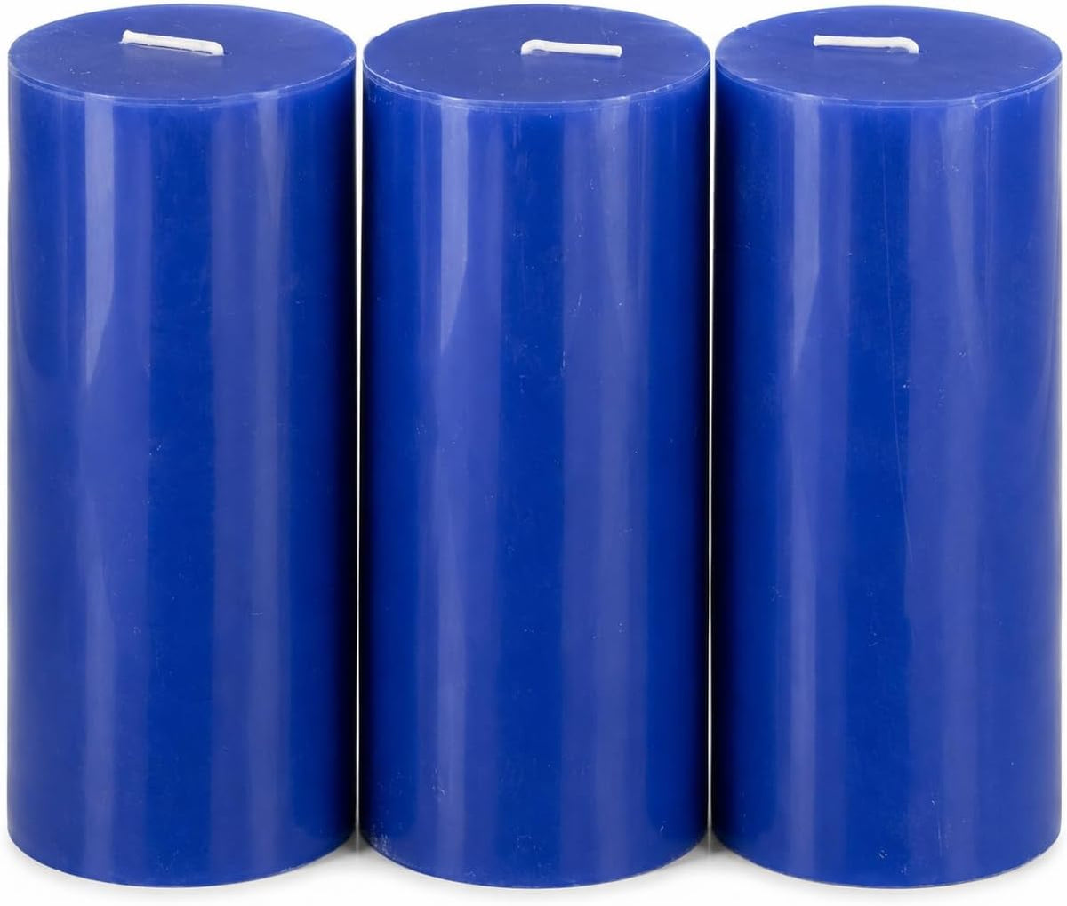 Dinil Blue Pillar Candles 3x6 Inch, Set of 3 Unscented Dripless Smokeless Candles, 65+ Hour Burn Time for Wedding Centerpiece, Dinner Table & Home Decor