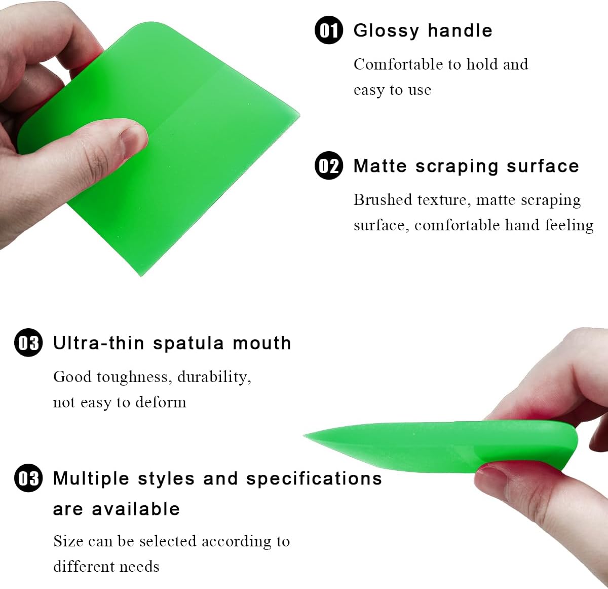 KVAEY 5 in 1 Rubber Squeegee Kit, Anti-Scratch Flexible Soft Matte TPU Coating Scraper Kit, Small Tint Squeegee Water Blade Scraper for Paint Protection Film Household Cleaning (Green)