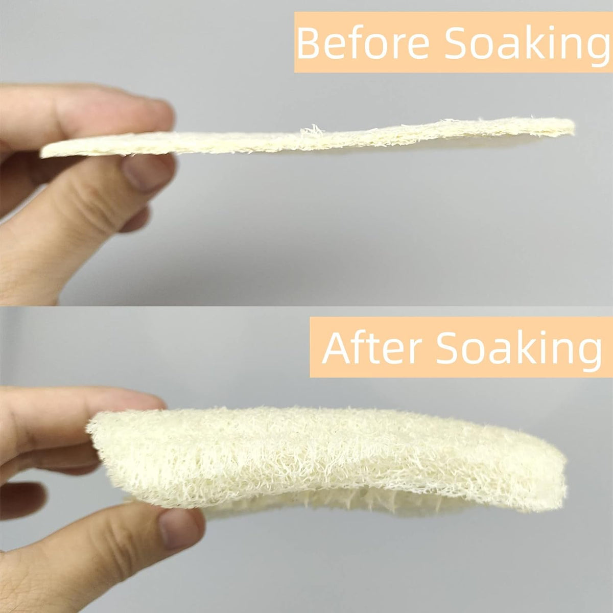 50 Pack Natural Loofah Dish Sponge, Multipurpose Non-Scratch Luffa Kitchen Scrub Pad for Cleaning Kitchen, Bathroom, and Household