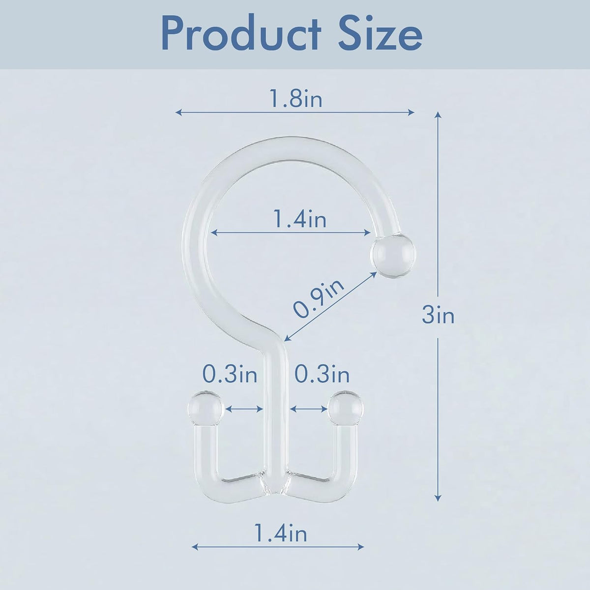 Bathway Clear Plastic Shower Curtain Hooks, 24 Double Shower Curtain Rings
