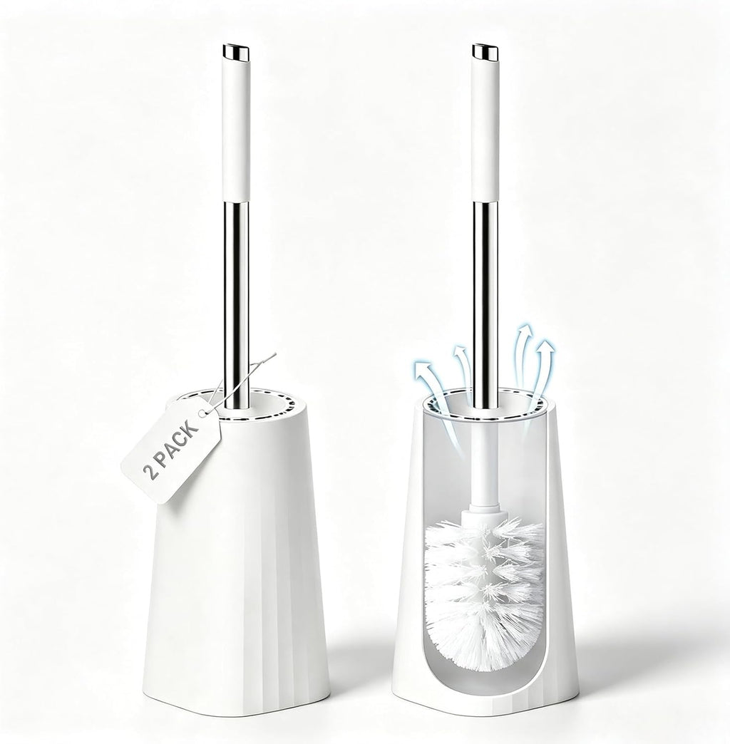 SetSail Toilet Brush, Holder Toilet Brushes for Bathroom,White,2 Packs