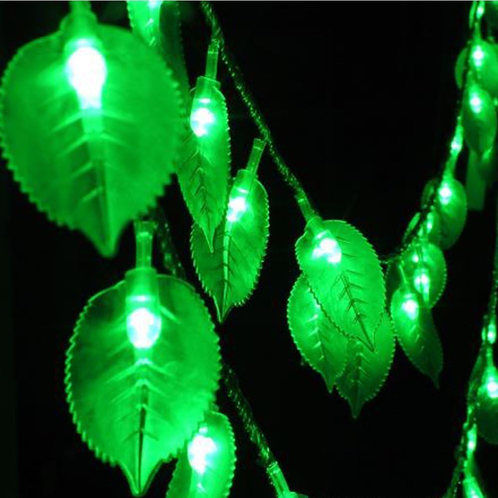 Green Leaf String Lights,16Ft /5M 40LEDs Battery Operated Green Leaf Fairy Lights with Remote Controller,Perfect for Christmas Bedroom and Decoration Courtyard Park Lighting