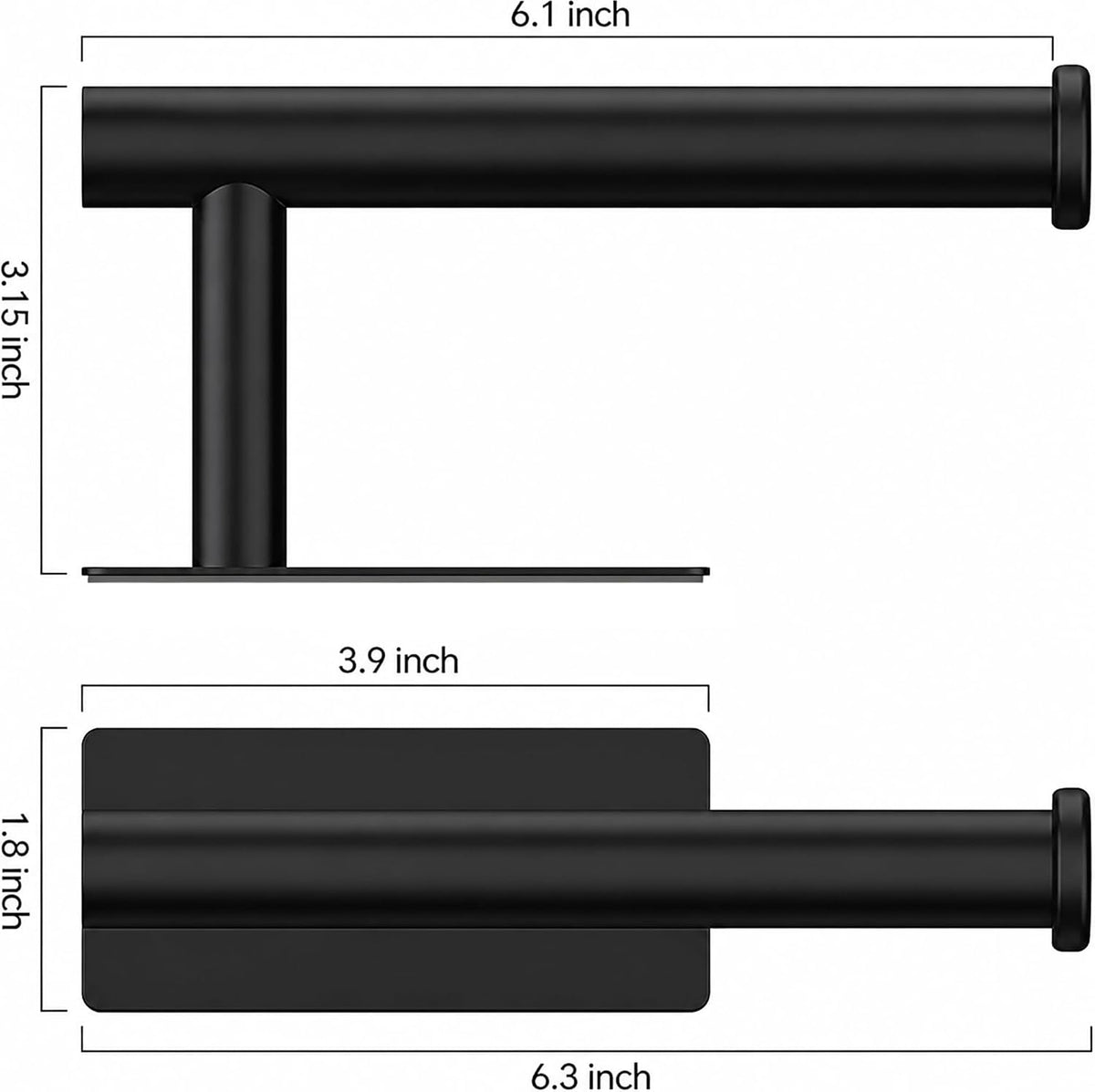 Toilet Paper Holder Wall Mount, Adhesive, Black