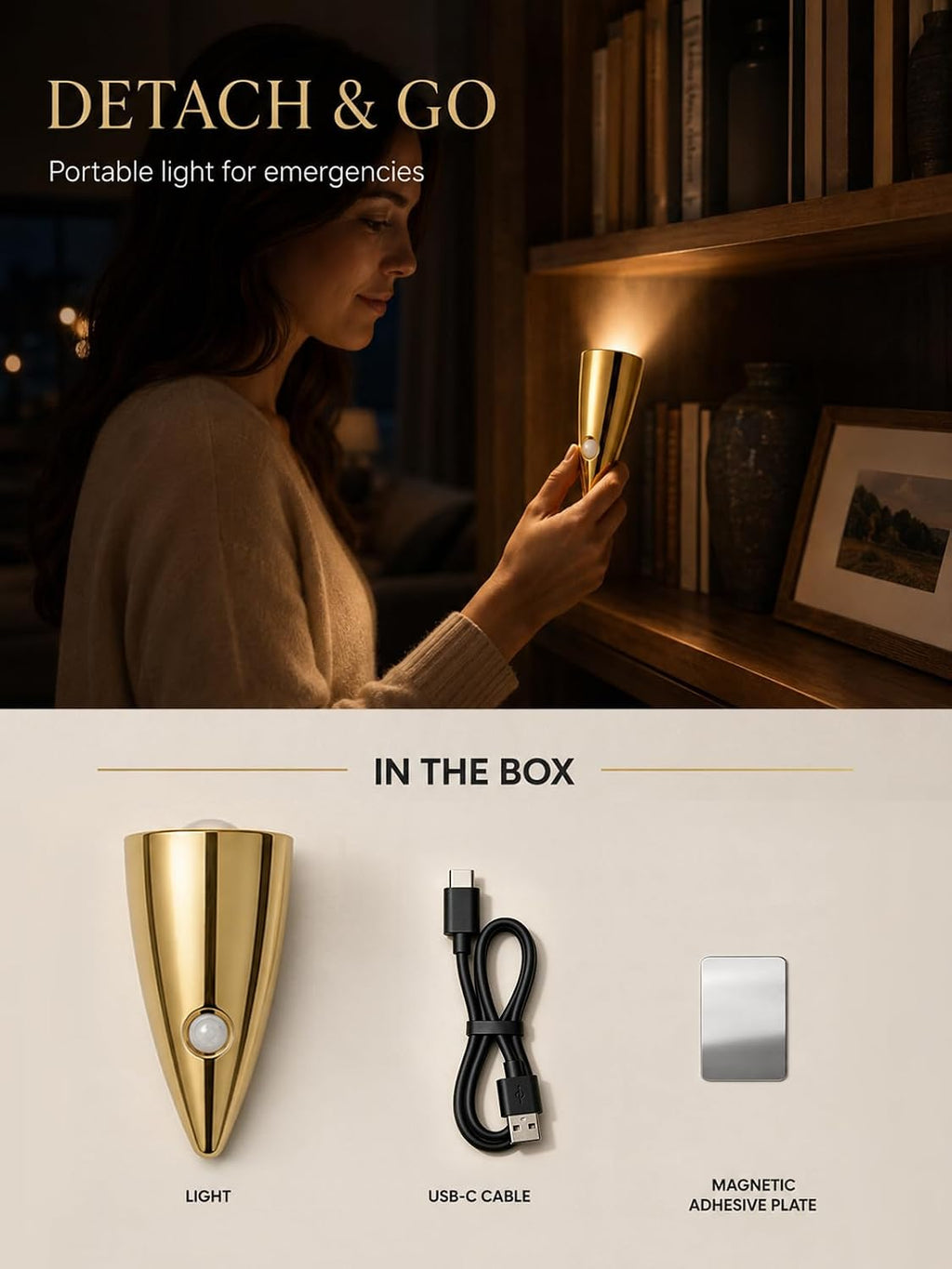 Motion Sensor Night Light Rechargeable: Magnetic Wall Mount for Hallway