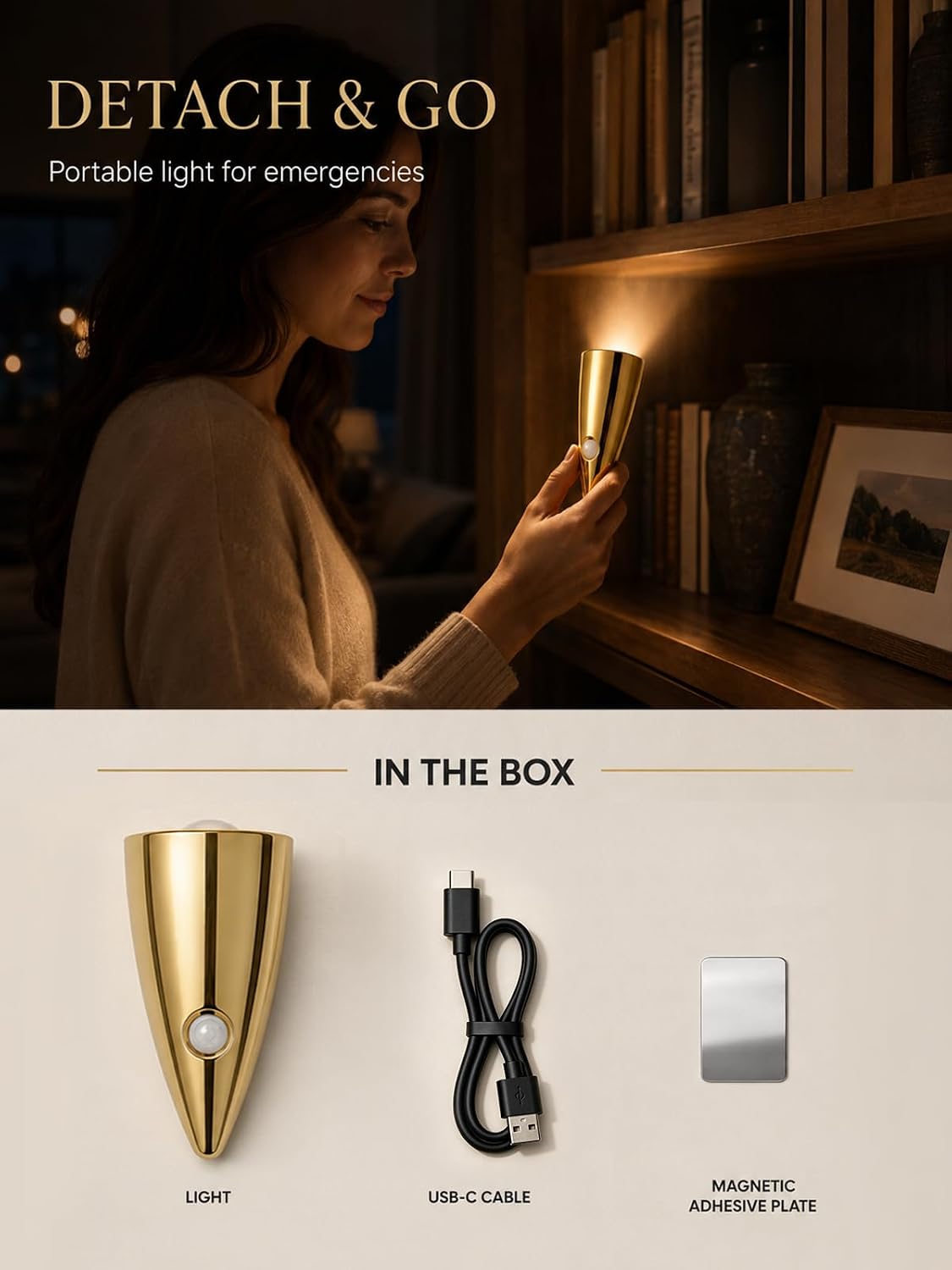Motion Sensor Night Light Rechargeable: Magnetic Wall Mount for Hallway