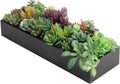 MyGift 15.75 Inch Faux Succulent PlantsArrangement in Black Wood Planter