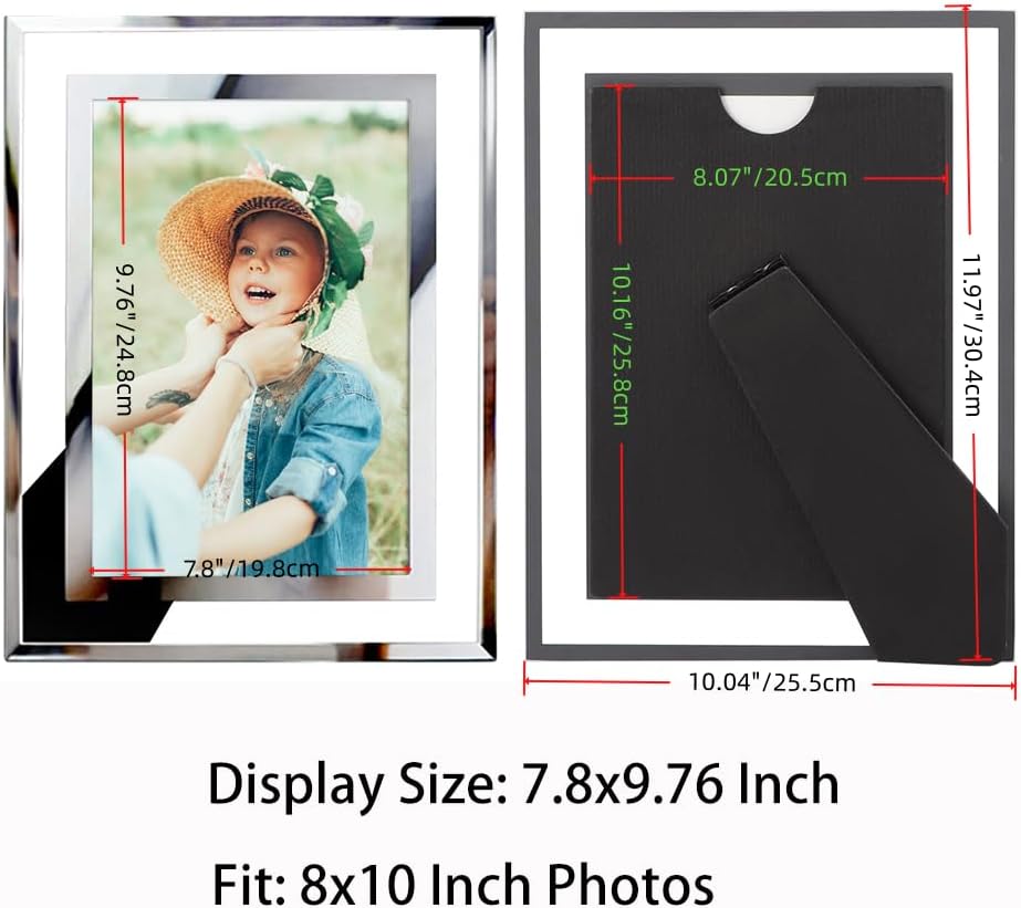 PETAFLOP 8x10 Picture Frame Glass Frames for 8 by 10 Pictures, Tabletop Display Vertically or Horizontally