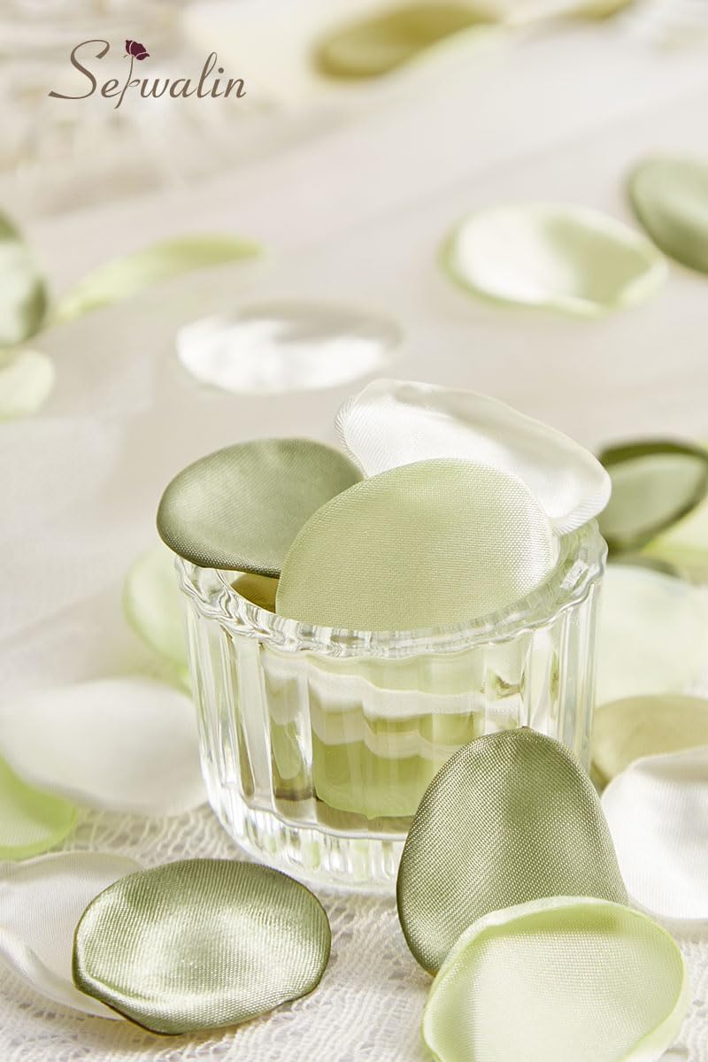 Serwalin 300pcs Silk Rose Petals Sage Green Flower Petals for Wedding Decor