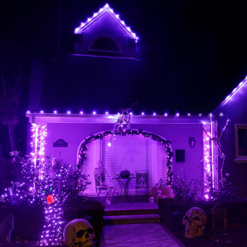 Halloween Lights Purple G15 Globe String Light 50 LED 13.5ft Plug in Faily Lights Christmast Tree Lights for Indoor and Outdoor use Thanksgiving Yard Xmas Tree