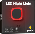 YUNLEX 4 Pack Red Night Light Plug into Wall, Dim Glow for Sleep, Eye-Care
