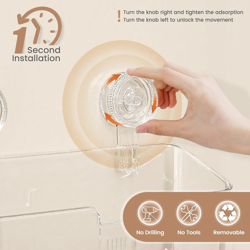 LUXEAR Suction Cup Shower Caddy Clear - 4 Set