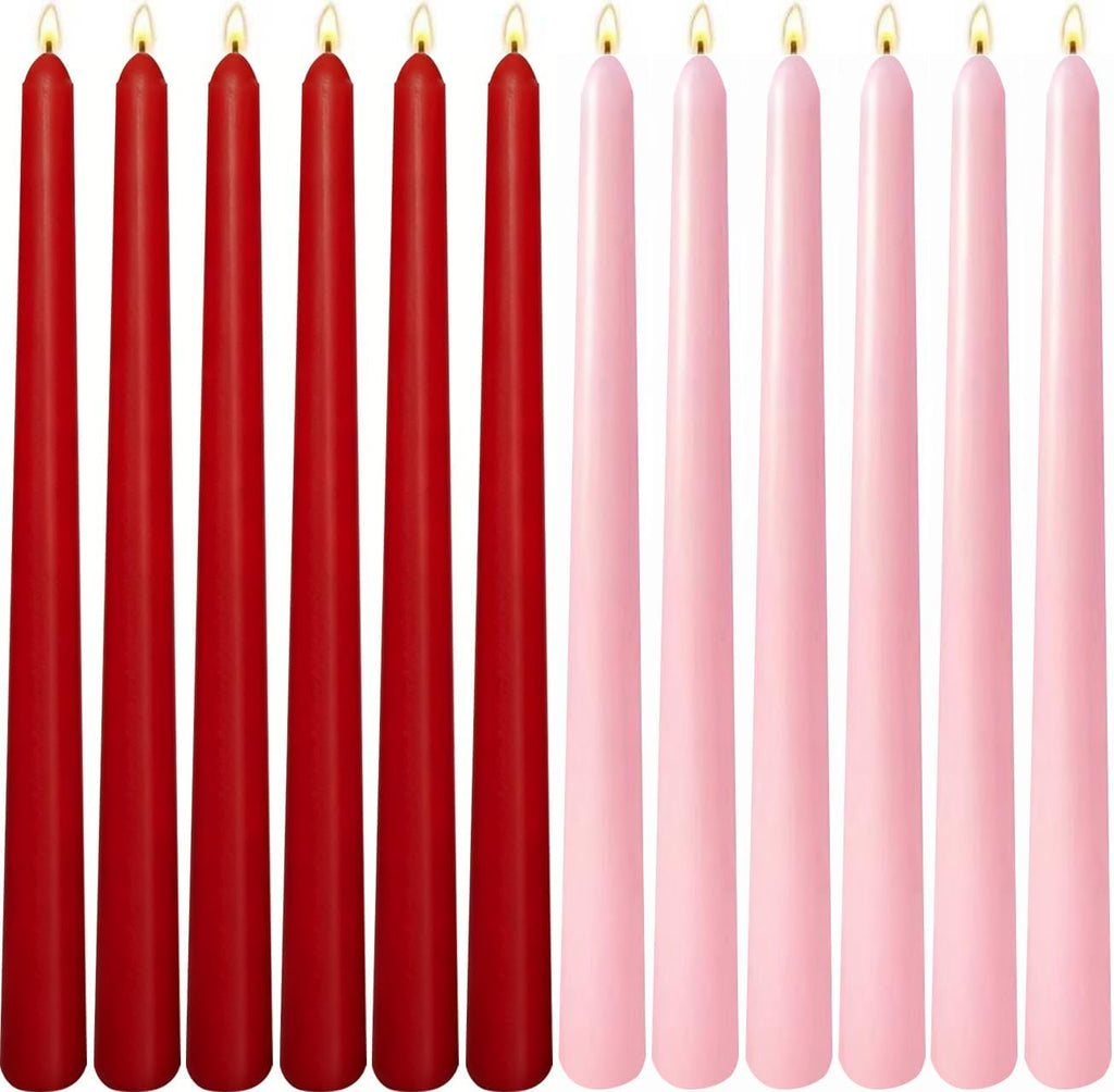6 Pack Red 6 Pack Pink Taper Candle for Romantic Wedding Home Decor