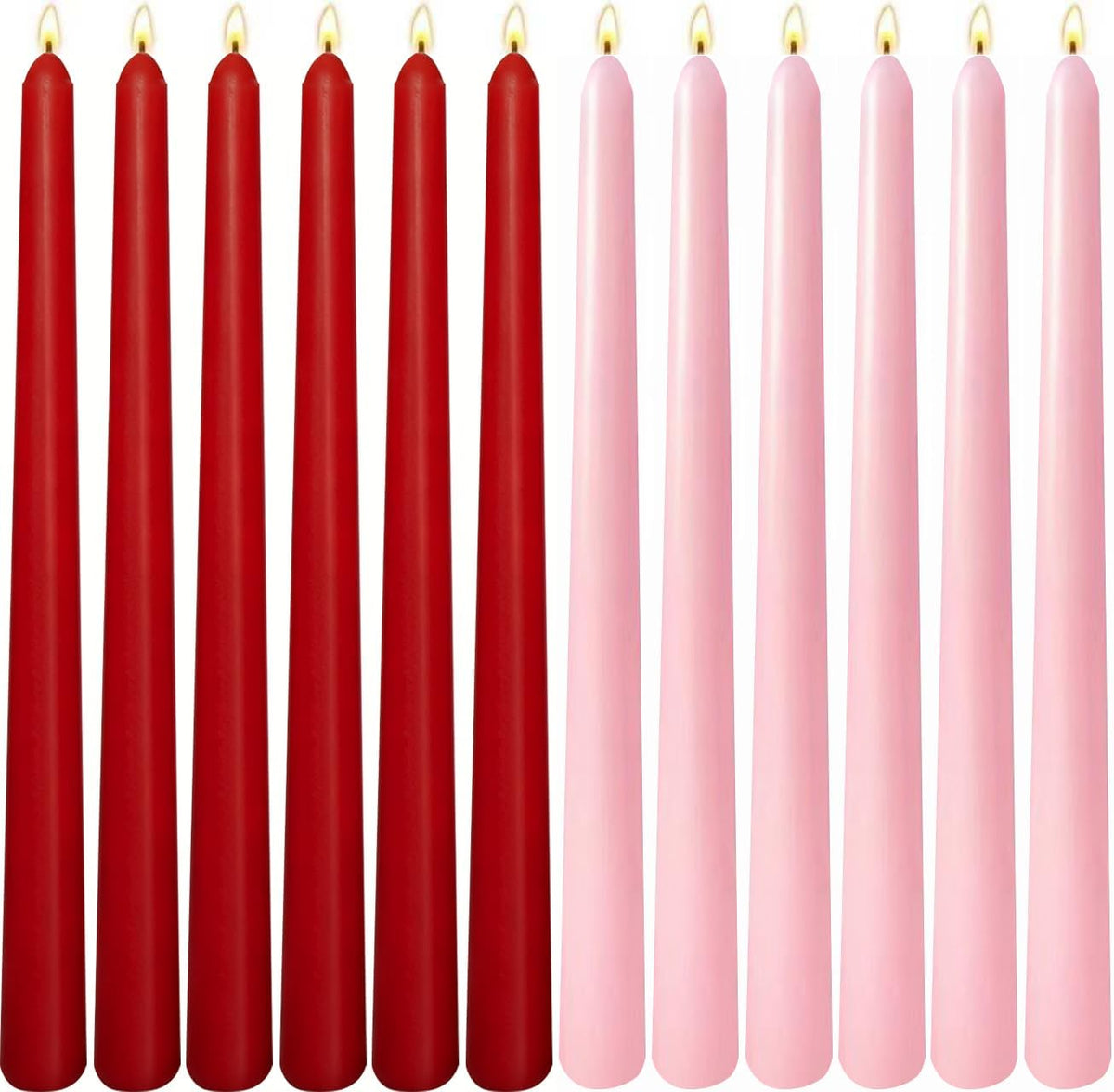 6 Pack Red 6 Pack Pink Taper Candle for Romantic Wedding Home Decor