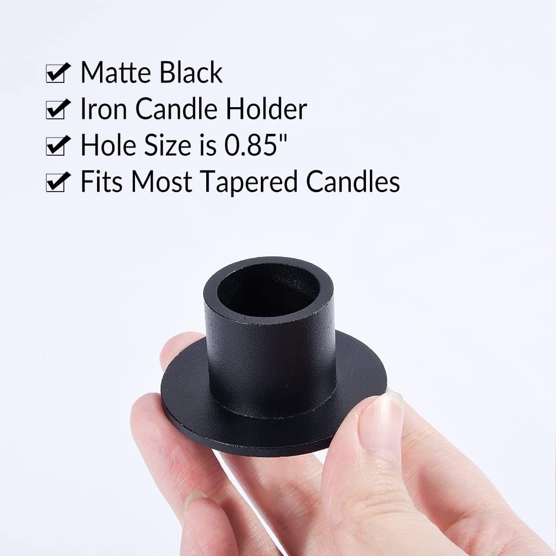 12PCS Matte Black Iron Taper Candle Holders, Standard Fit, Table Decor