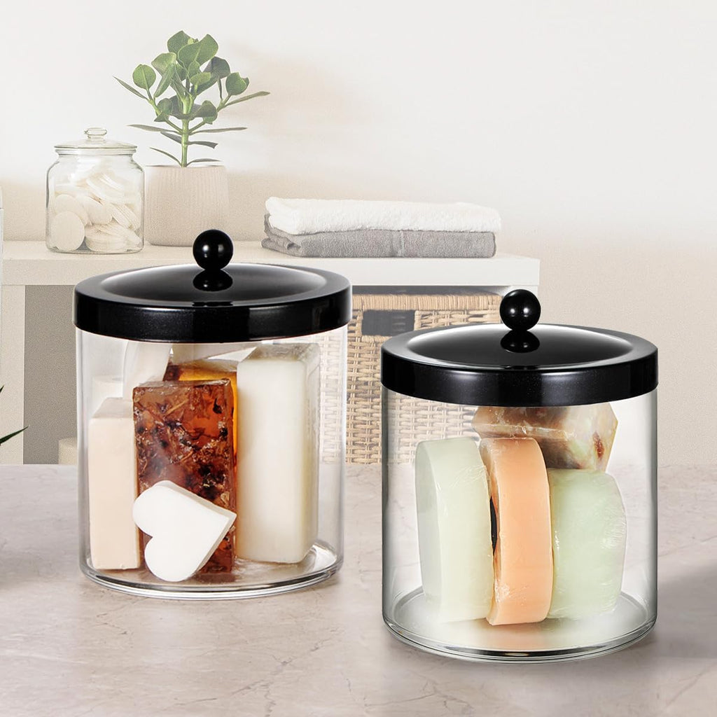 SheeChung 3 Pack 50 Oz Large Apothecary Jar with Black Stainless Steel Lid