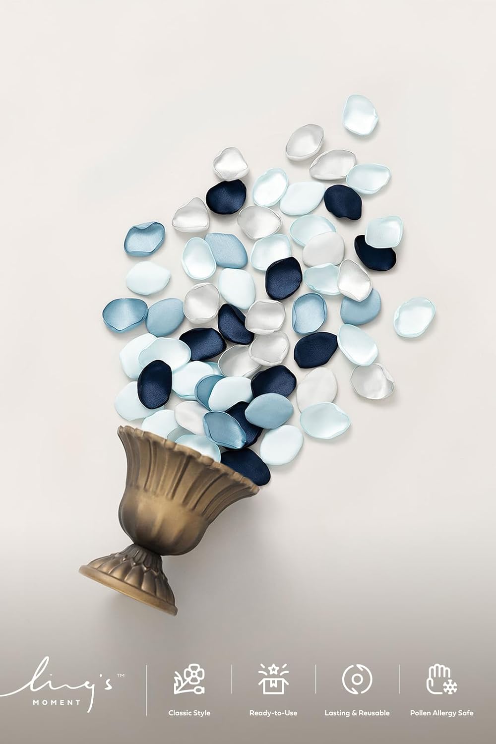 Ling's moment Silk Rose Petals, Dusty Blue Navy, 200pcs