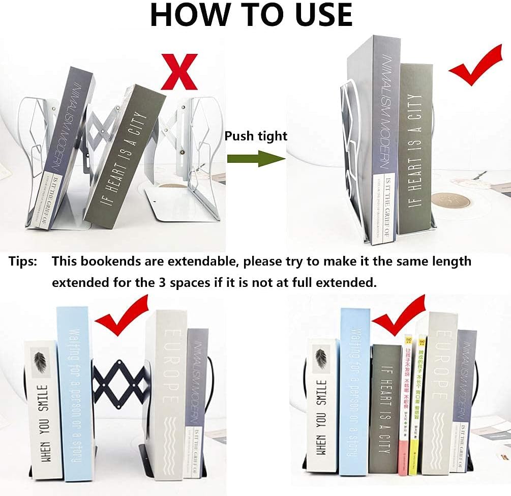Adjustable Bookends Metal Book Ends for Heavy Book Holder
