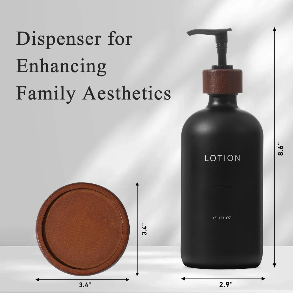 Soap Dispenser Bathroom with Pump & Tray, Black
