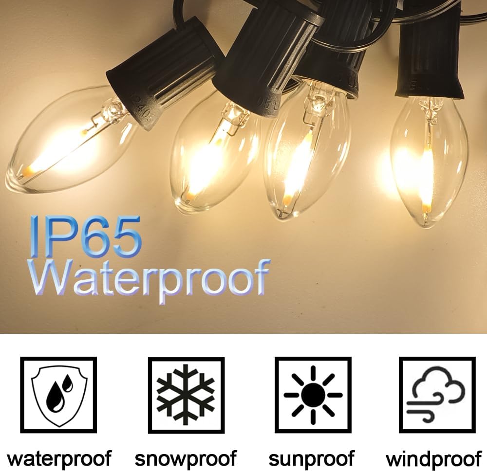 NETEHA 6 Pack C7 Clear 120V Waterproof Led Replacement Christmas Light Bulb