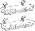 iPEGTOP Strong Suction Cup Shower Caddy Bath Shelf Storage with 4 Side Hooks, Combo Organizer Basket for Shampoo, Conditioner, Soap, Razor Bathroom Accessories, Chrome, 2 Count
