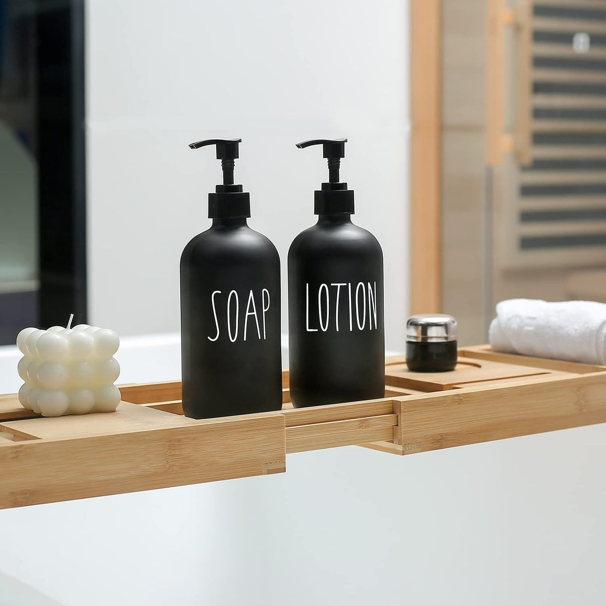 MOMEEMO Matte Black Soap Dispenser Bathroom Set