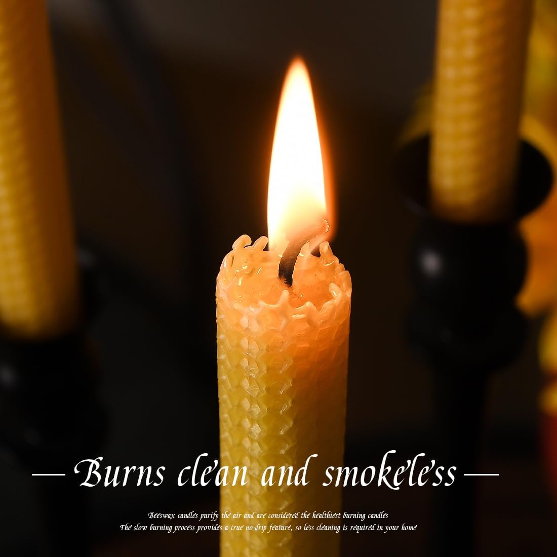 TELOSMA Hand Rolled Natural Beeswax Taper Candles, Yellow, 8 Inch, 4 Pack