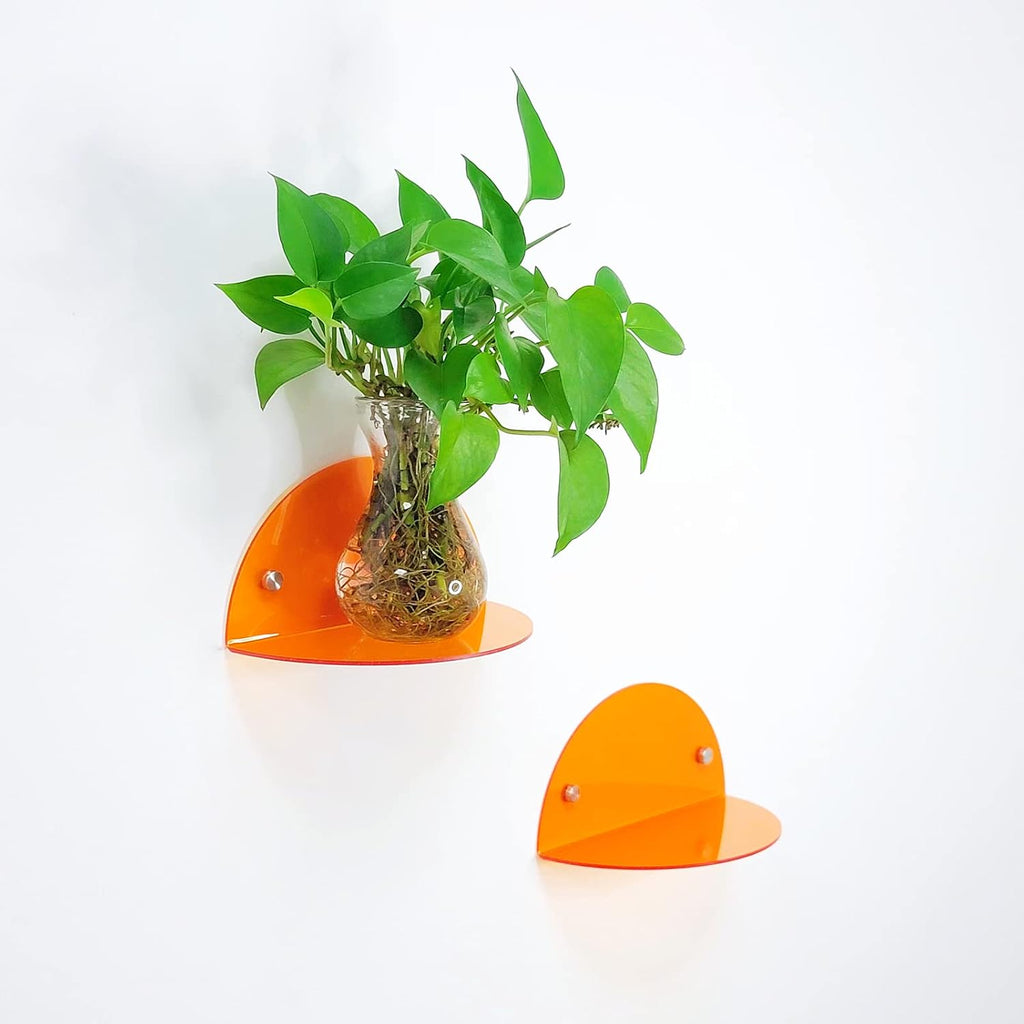 ROYALITA 2-Pack Small Acrylic Shelves Room Decor Floating Shelves, Orange