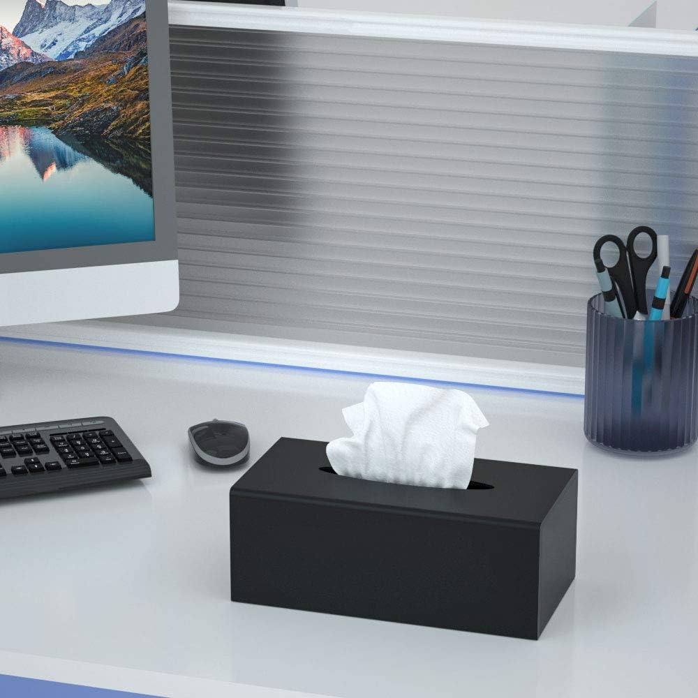 FEMELI Matte Black Long Tissue Boxs Covers Holder Rectangular Acrylic Home