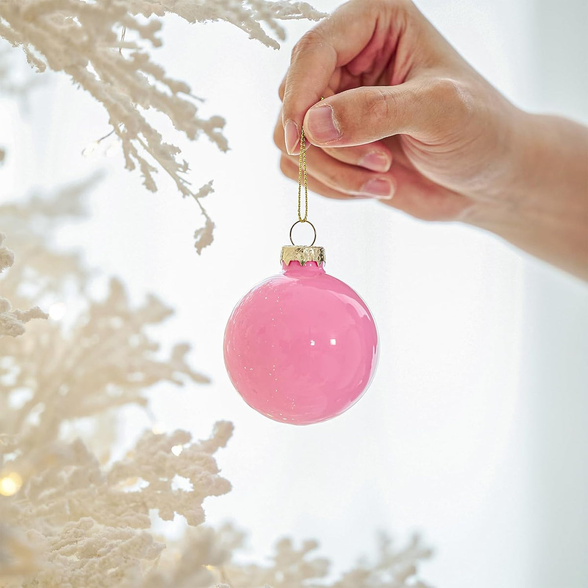 WDS WONDROUS Red Pink Glass Christmas Ball Ornaments 12PCS Hanging Balls