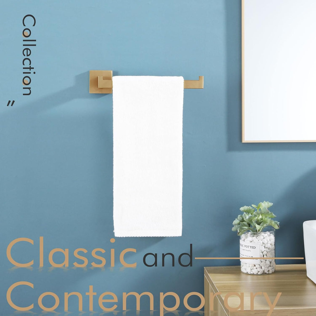 KOKOSIRI Towel Bar for Bathroom Wall Mount 9'' Hand Towel Holder T-304 Stainless Steel Bath Kitchen Accessories, Champagne Bronze B3003CPG