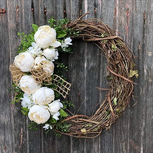 Silk Peony Bouquet Vintage Artificial Peonies Flower for Home Wedding Party Decor (1pcs, White)