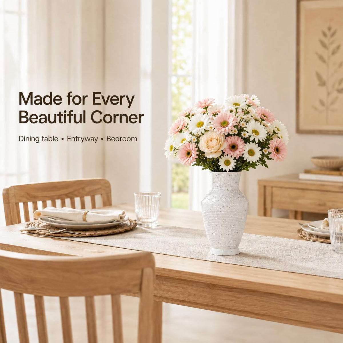 Nawaza Ceramic Flower Vase Small Farmhouse Table Decor Vase White V11