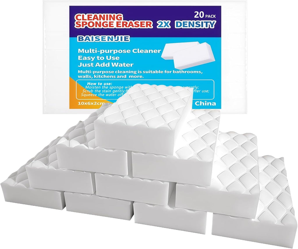 Magic Cleaning Sponge Eraser, 20 Pack Melamine Sponges 2X Density