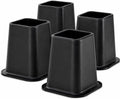 Kings Brand Furniture 6-inch Bed Risers - Set of 4 Black Heavy Duty Stackable Furniture Risers for Under Bed Storage, Desk, Sofa, Couch