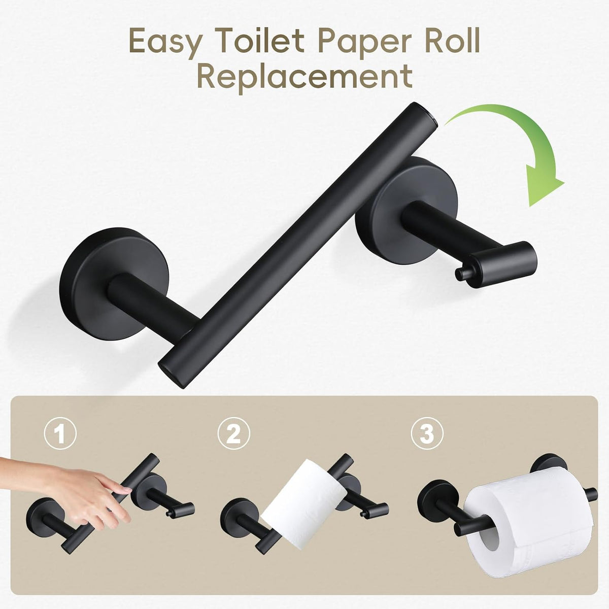 Toilet Paper Holder, NEWRAIN Double Post Pivoting Bathroom Toilet Paper Roll Holder, Stainless Steel Wall Mounted RV Tissue Roll Holder, Matte Black Commercial Farmhouse Toilet Paper Dispenser